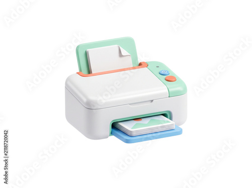 3d render of a cute office printer
