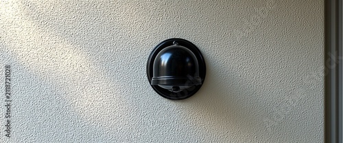 Exterior doorbell camera on textured wall