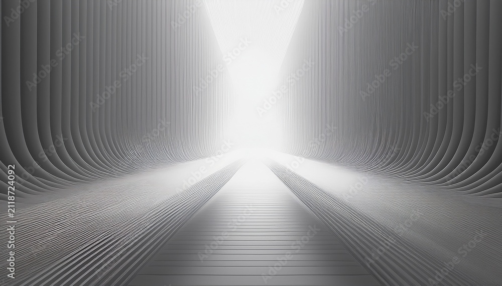 Obraz premium Abstract White Tunnel Perspective D Rendering Lines Light Perspective Abstract Background