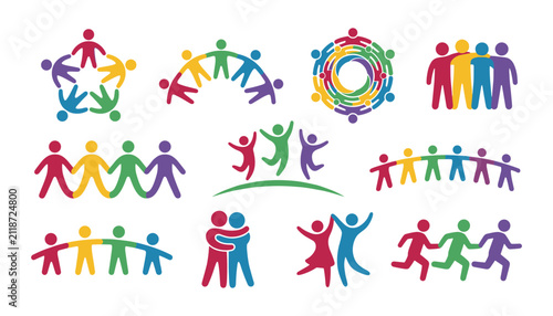 Fotografía Colorful human figures set representing unity community diversity support partne