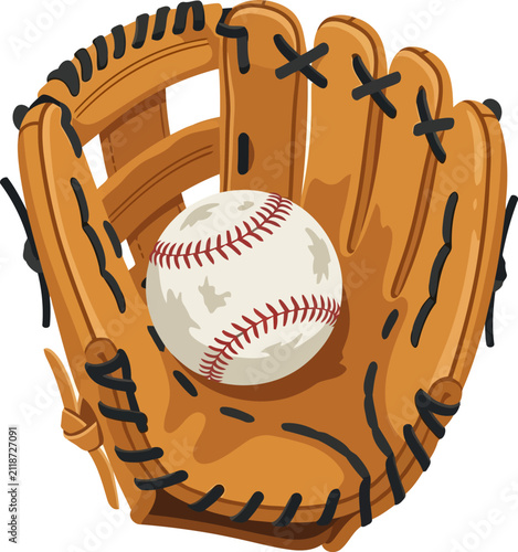 фотографія Baseball glove with a ball inside