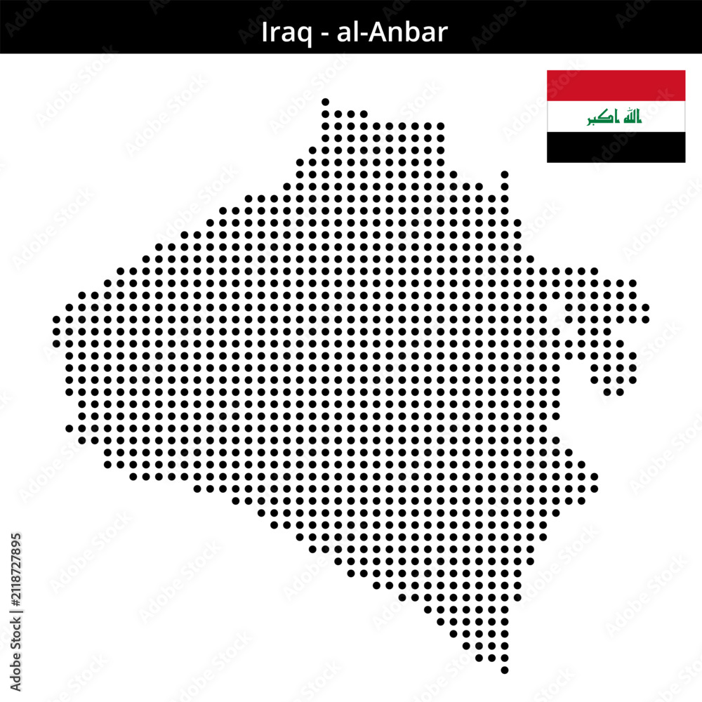 Fototapeta premium Map of Iraq region al-Anbar in medium size dots