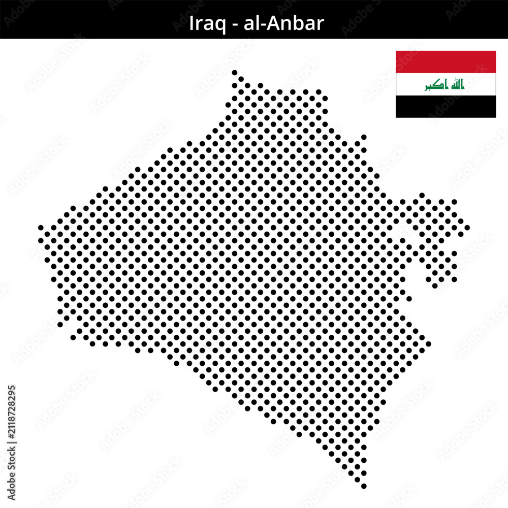 Fototapeta premium Map of Iraq region al-Anbar in medium sized cross shaped dots