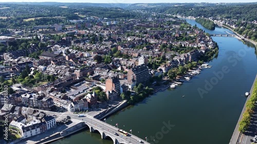 Aerial view of the Meuse river and cityscape in Namur Belgium during daytime