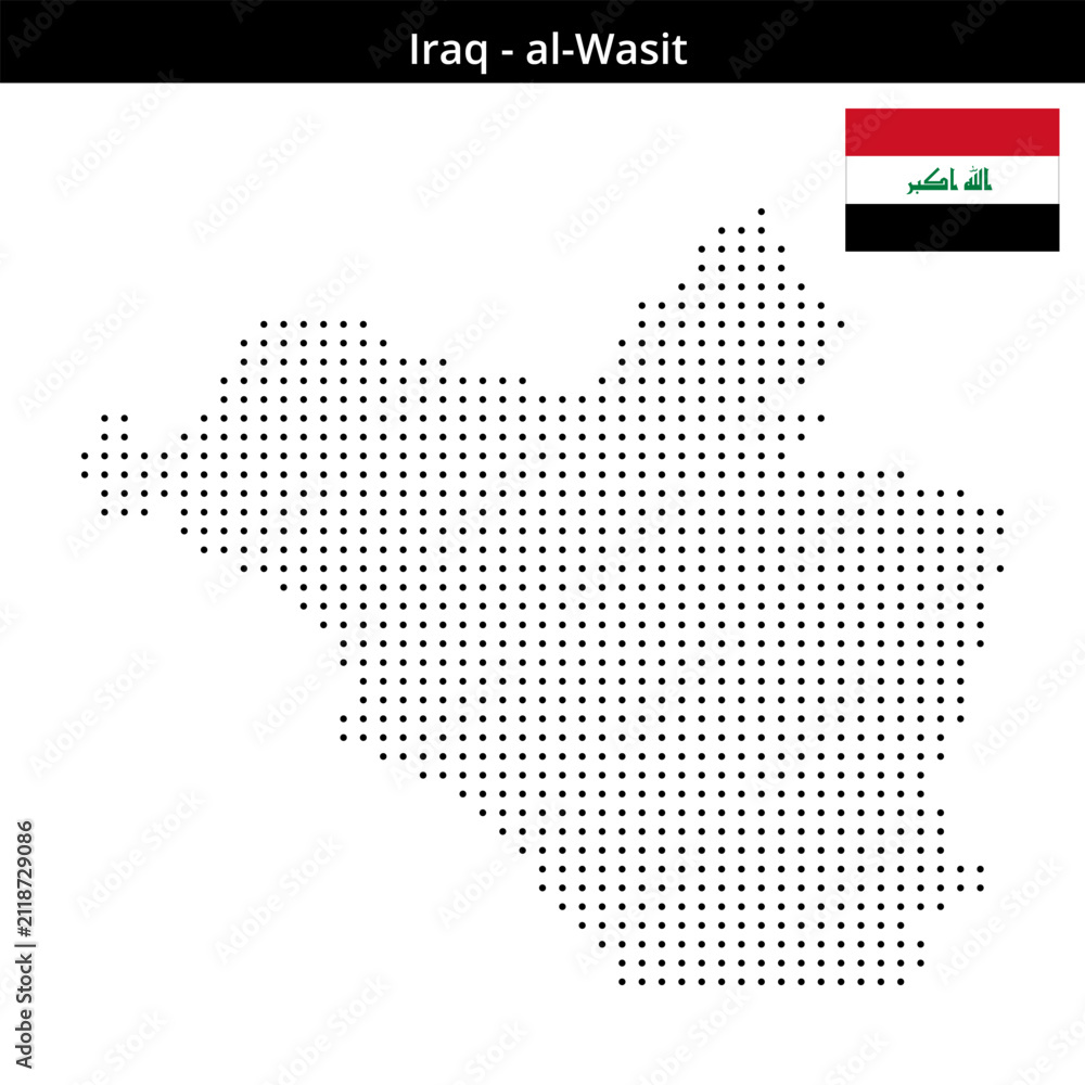 Fototapeta premium Map of Iraq region al-Wasit in small size dots