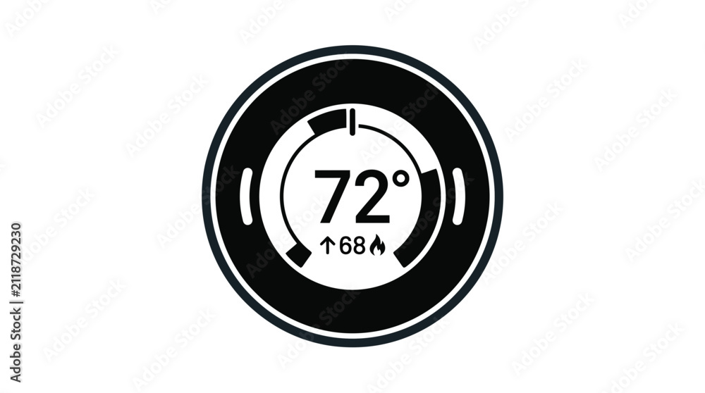 Fototapeta premium Smart Thermostat Dial Showing 72 Degrees Fahrenheit Temperature Setting