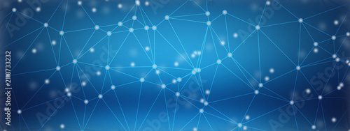 Cuadro en lienzo Abstract blue and purple digital network technology background with glowing conn