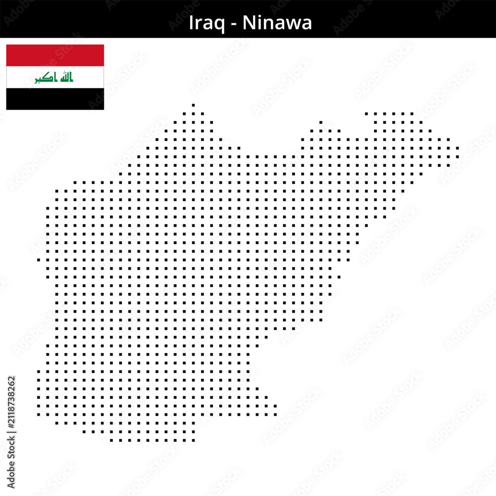 Fototapeta premium Map of Iraq region Ninawa in small size square dots