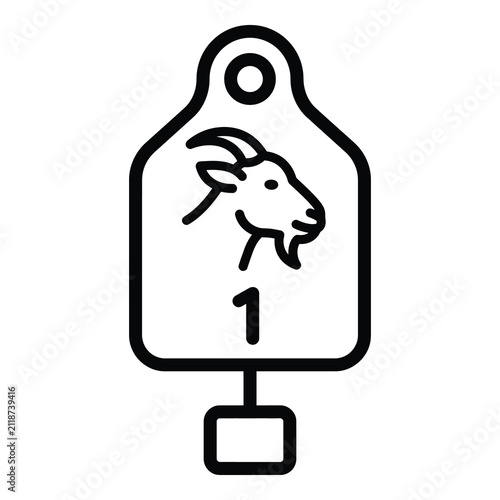 фотографія Ear tag with goat head and number one identifier symbol icon