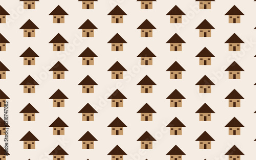 Seamless hand drawn house pattern design.