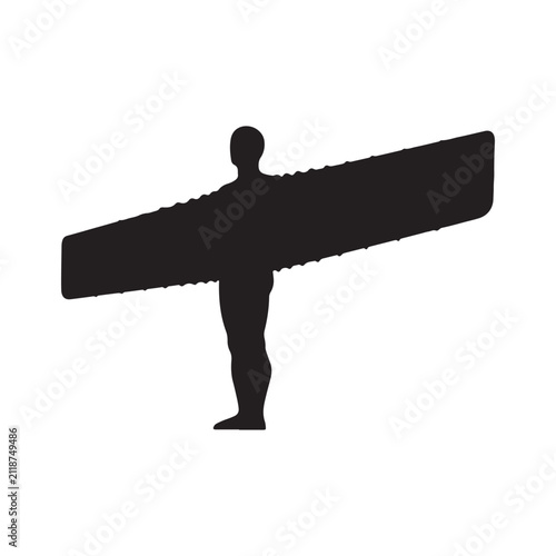 Silhouette of angel of the north sculpture icon isolated on white background
