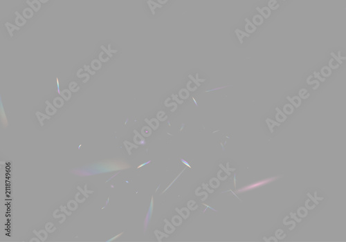 Radiant rainbow prism light spreads on transparent background with shimmering crystal reflections. Soft holographic flare, lens leak and glowing refraction elegant. Luminous optical sparkle vector png