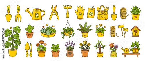 фотографія Gardening Tools and Plants Collection