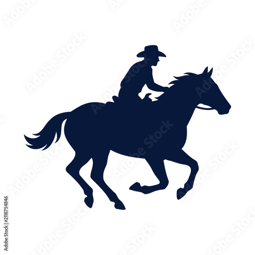 Cowboy riding horse galloping silhouette