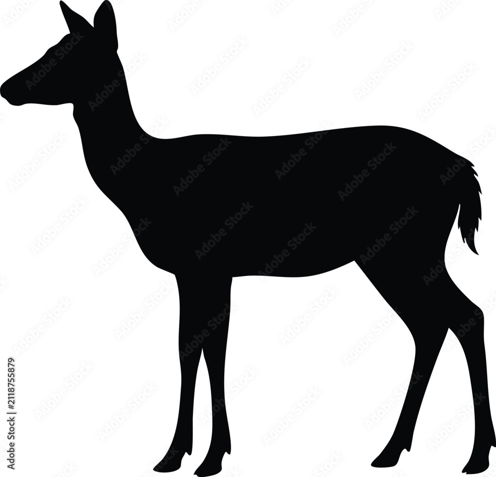 Fototapeta premium Black Deer Silhouettes Collection – Standing & Running Wildlife Vector Set