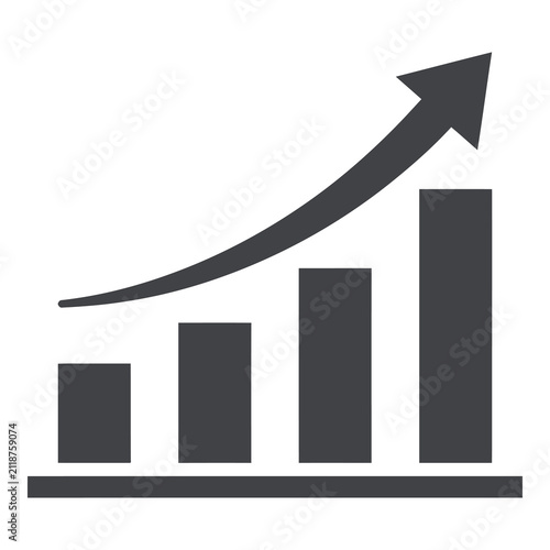 Growth chart icon with rising arrow and increasing bar graph