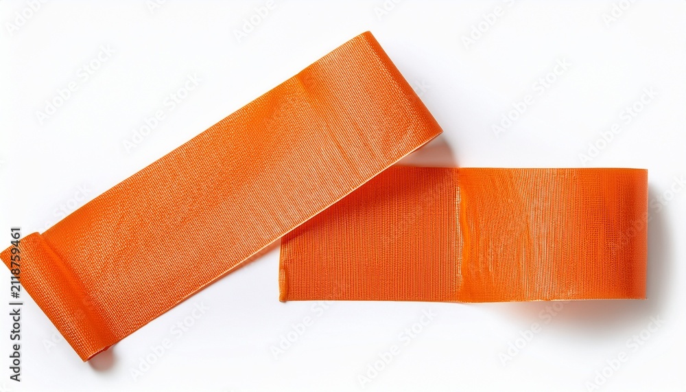 Obraz premium Two Pieces Of Orange Matte Cloth Gaffer Tape Isolated On White Background
