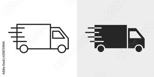 Logistics Delivery Truck Icon represents cargo transportation, supply chain operations, and reliable delivery services with editable outline and fill vector illustrations.