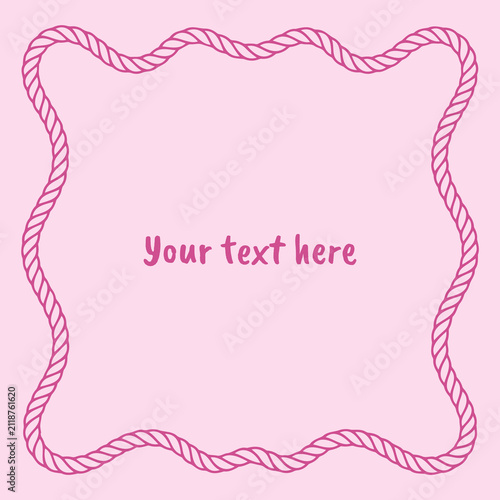 Wavy pink rope frame on a light pink field with copy space, ideal for a decorative poster, invitation, or a greeting card design.