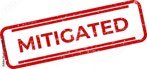 Fotografía Authentically distressed red mitigated stamp conveying risk reduction and proble