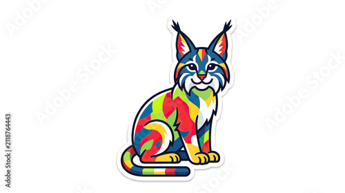 Colorful Abstract Lynx Cat Sticker Design