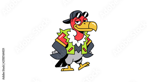 Cool Cartoon Vulture Character in Streetwear