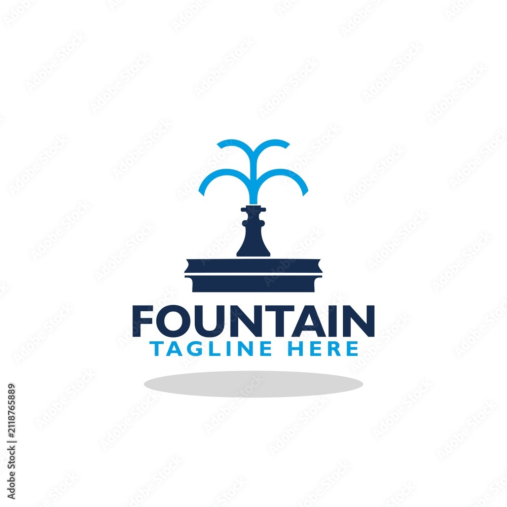 Fototapeta premium City Fountain logo icon with shadow
