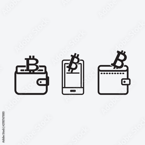 Bold Cryptocurrency Wallet Flat Vector Icon