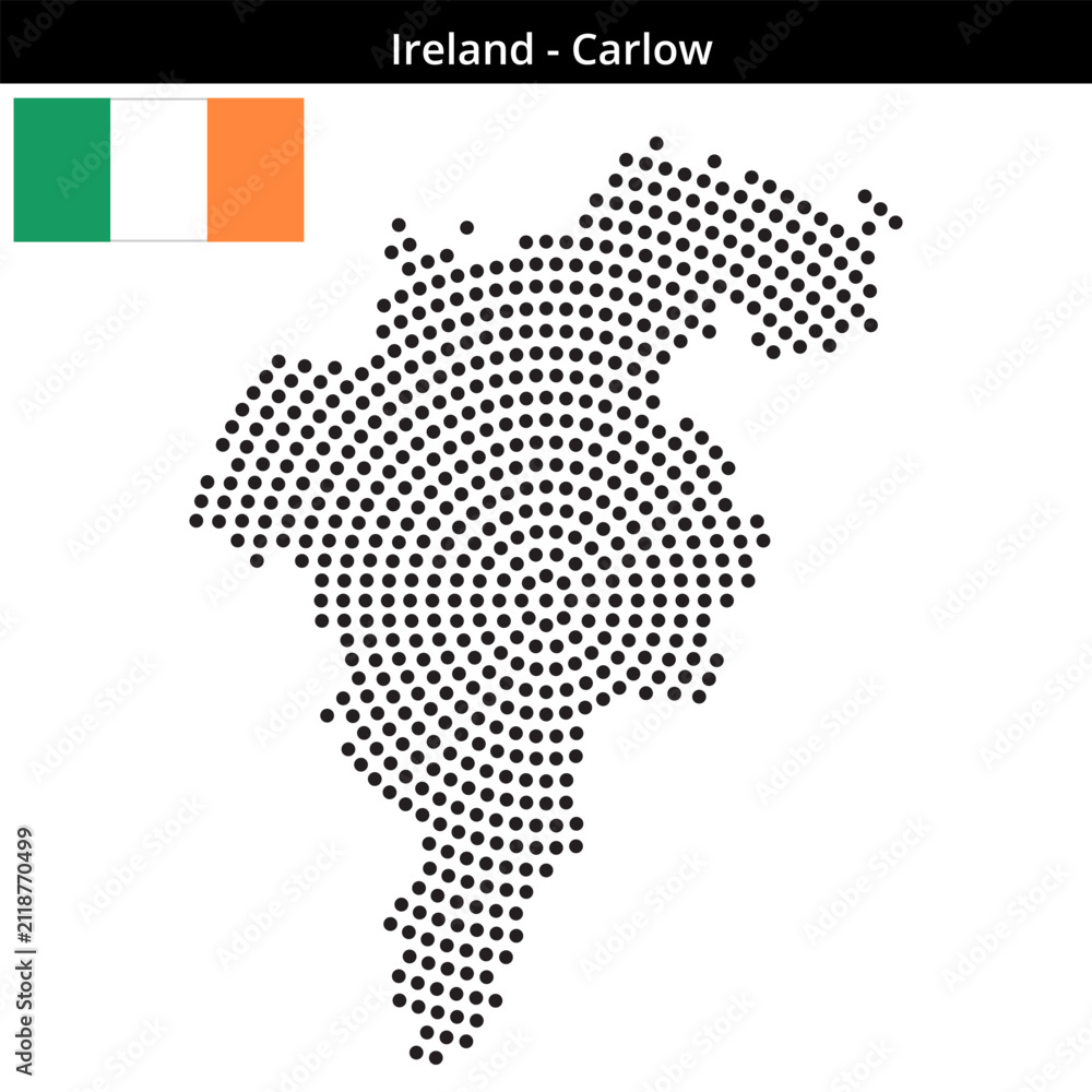 Obraz premium Map of Ireland region Carlow in concentric medium dots