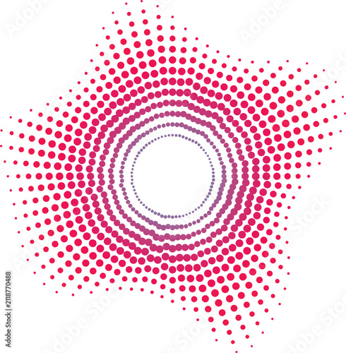 Abstract Vibrant Halftone Wave Pattern Forming A Circular Radial Star Shape Design Element