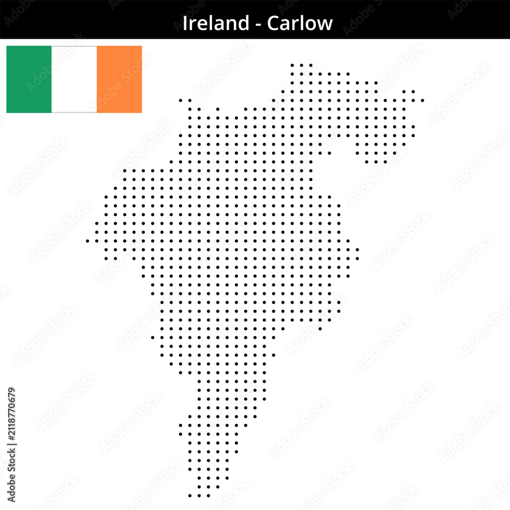 Obraz premium Map of Ireland region Carlow in small size dots