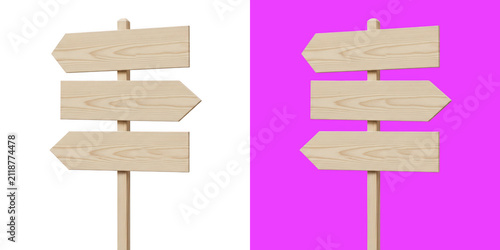Wooden signpost with multiple directional arrows pointing in different directions