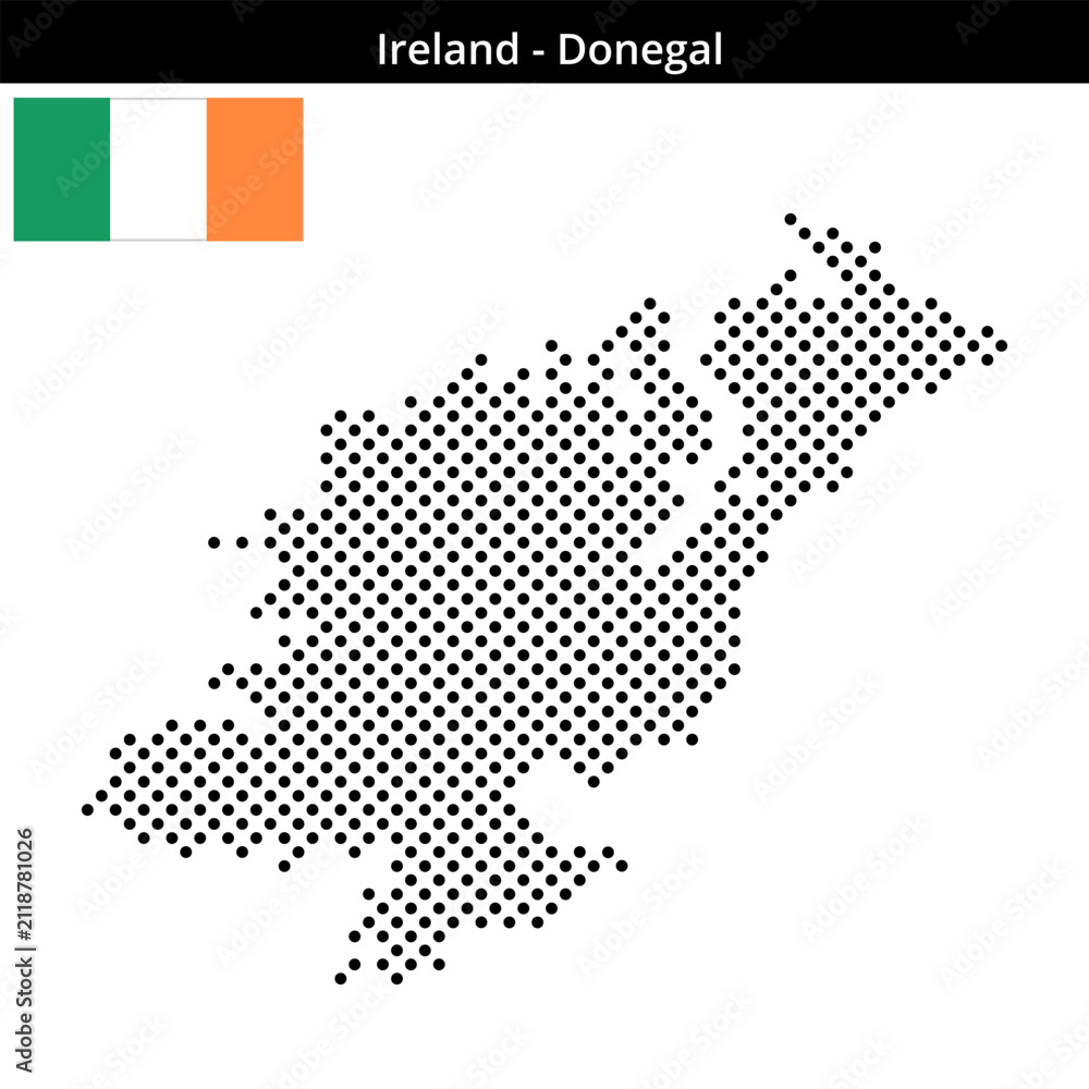 Obraz premium Map of Ireland region Donegal in medium sized cross shaped dots
