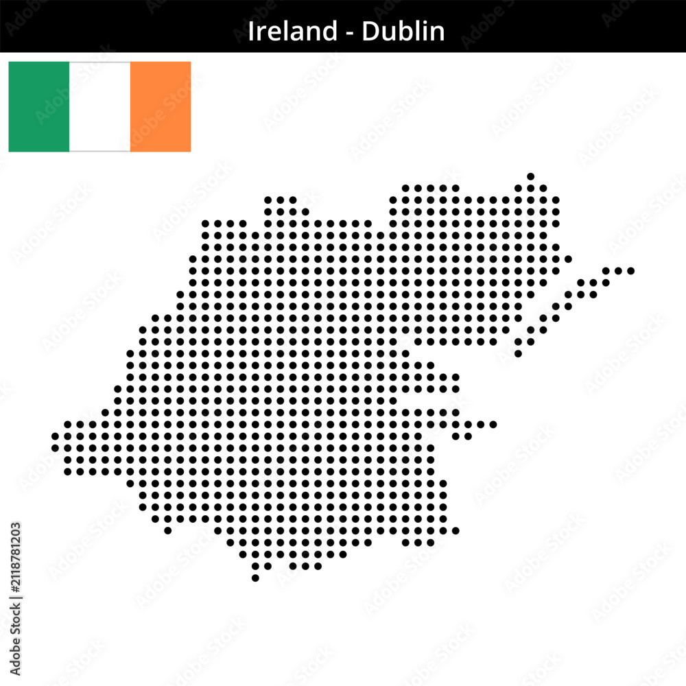 Fototapeta premium Map of Ireland region Dublin in medium size dots