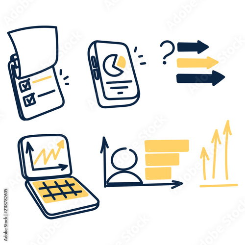 Hand Drawn Business Analytics and Data Graph Chart Icon Set Vector Doodle