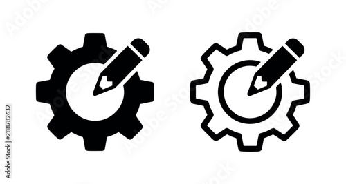 Фотография Edit settings icon vector, customize configuration symbol with gear and pencil