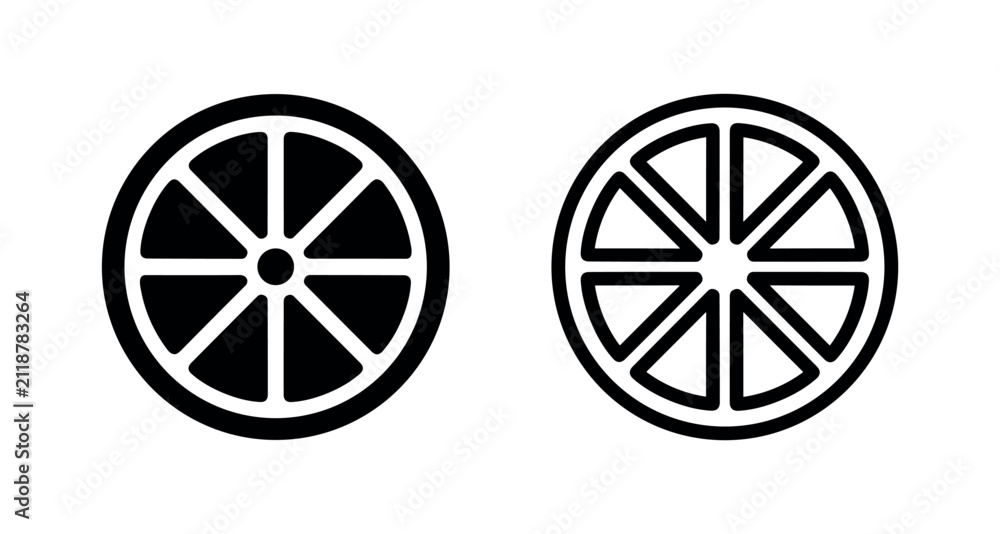 Obraz premium Citrus Fruit Slice Icon, Orange or Lemon Section Vector Illustration for Food and Drink Concepts