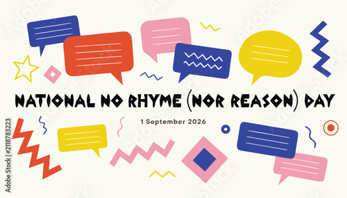 Fotografie National no rhyme nor reason day celebration banner with speech bubbles