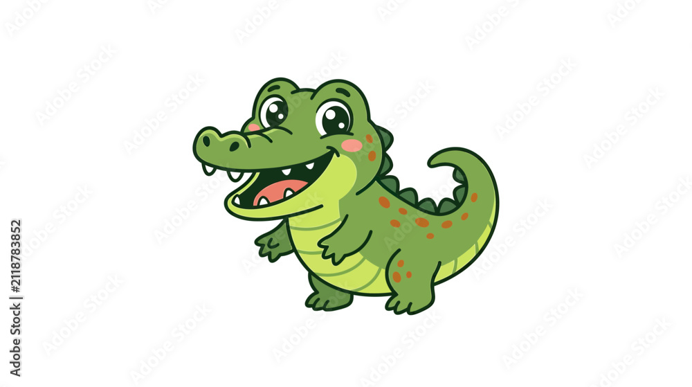 Fototapeta premium Cute Cartoon Baby Alligator Character