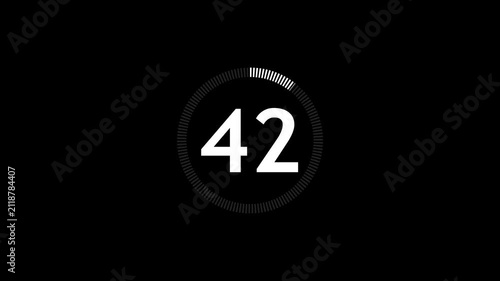 Numbers counting down in circles with progress bars on black background cinematic motion