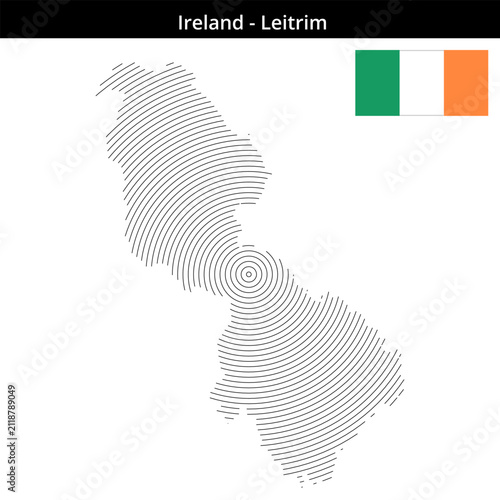 Принти на полотні Map of Ireland region Leitrim in concentric small size outlines