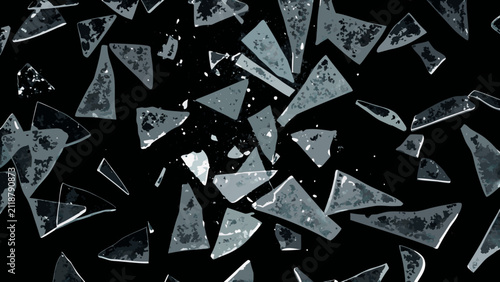 Konstfotografi broken glass shards on black background fragments pieces sharp edges vector illu