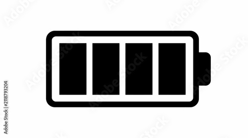 Battery charge status icon with full levels.