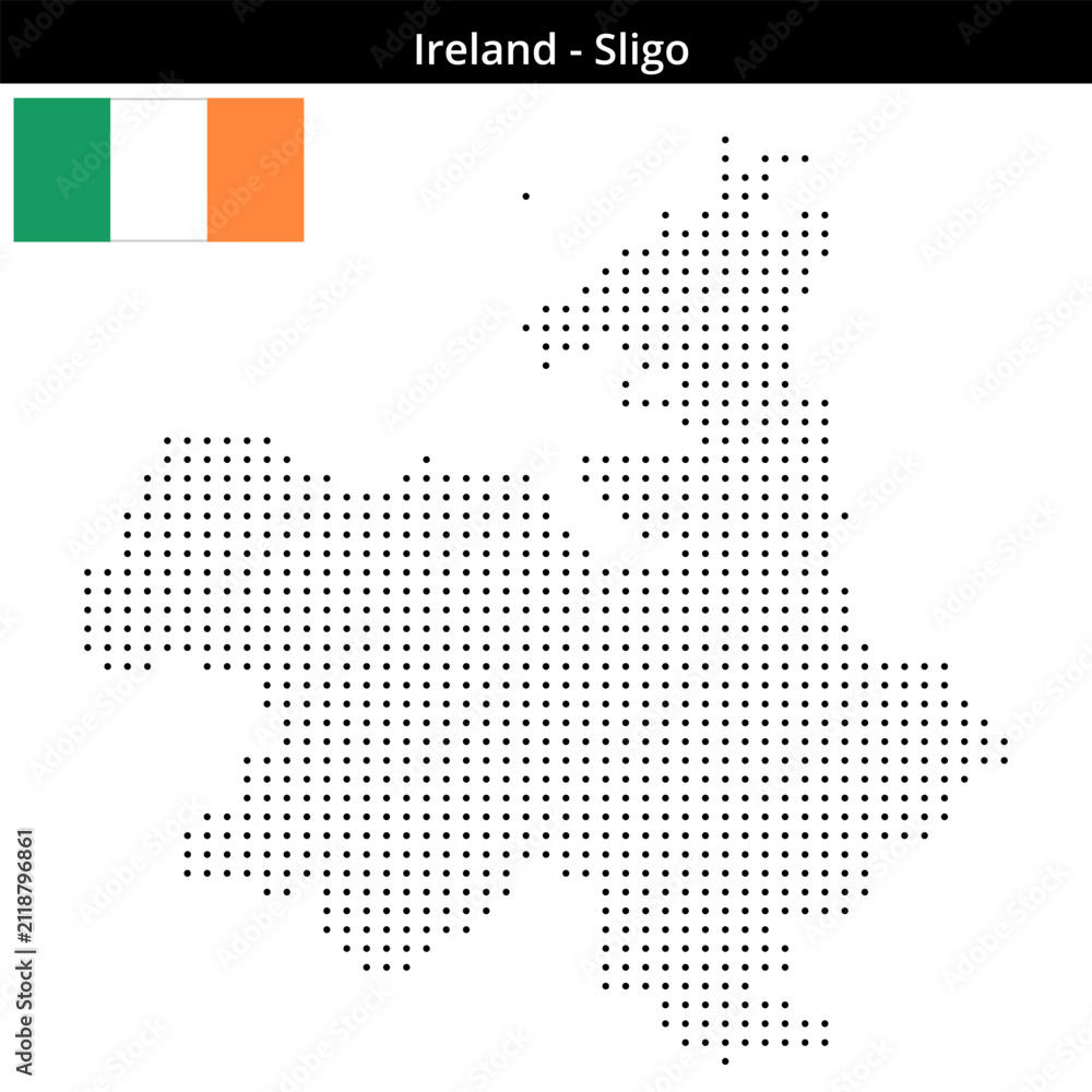 Obraz premium Map of Ireland region Sligo in small size dots