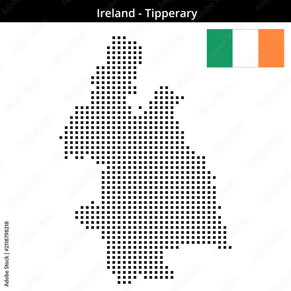 Obraz premium Map of Ireland region Tipperary in medium size square dots