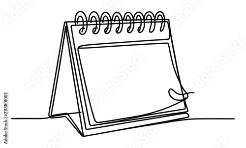 Konstfotografi Línea continua de un calendario de escritorio en blanco para planificar y progra