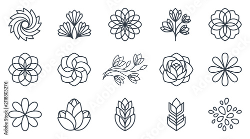 Professional Minimalist Black and White Line Art Collection of Various Floral and Botanical Designs for Digital Use