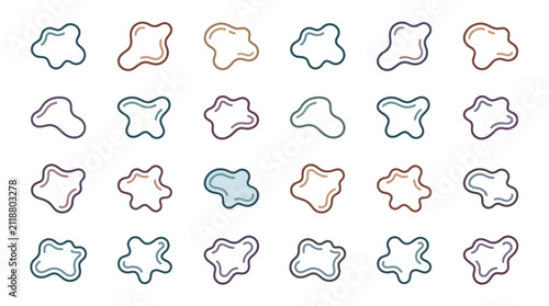 Minimalist Abstract Geometric Shapes with Contour Lines in Various Colors and Styles with high quality professional line art symbols for modern creative design and digital branding projects
