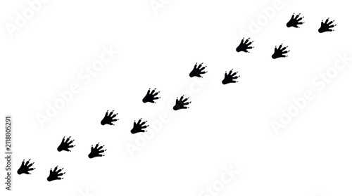 Canvastavla Hedgehog Footprint Paw Trail Silhouettes Set, Black Hedgehog Footprints path on