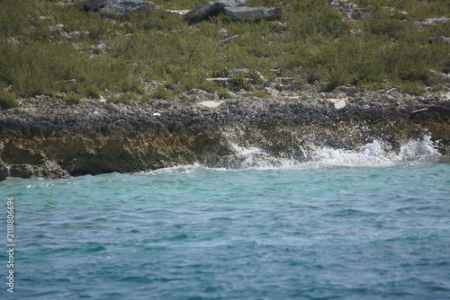 Rocky shore with light blue water